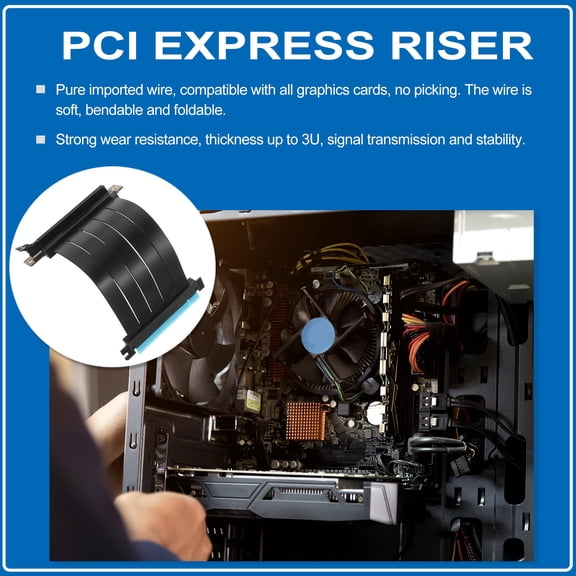 MOKKHNB High Pcie Riser Cable Black for Graphic Card with Stable Transmission and Anti-Loosen Slot