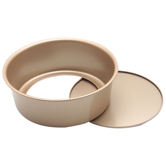 MOKKHNB Rose Plated Gold Deep Round Cake Tin with Removable Bottom High Carbon Steel Nonstick