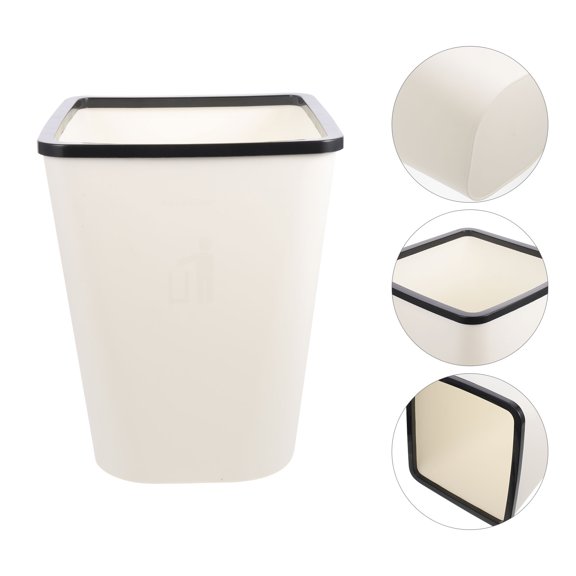 MOKKHNB White Plastic Square Trash Can for Kitchen and Office, Household Garbage Bin and Waste Container