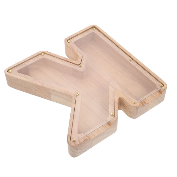 MOKKHNB Wooden Alphabet Money Box Khaki Transparent Coins Container for Home Decor