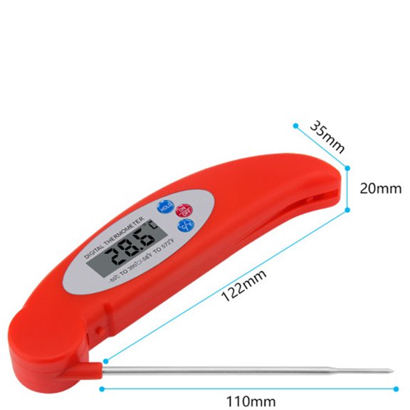 MOKKHNB Kitchen Probe Thermometer in Red with Wide Temperature Range for Cooking and Grilling