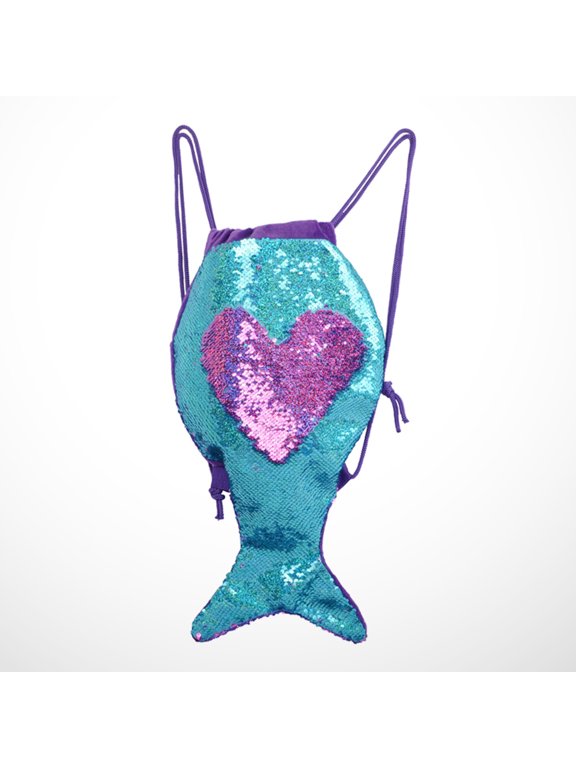 Mermaid Tail Sequin Drawstring Bag Multi Color for Travel and Gym