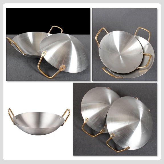 MOKKHNB Large Wok Hot Pot Stainless Steel Anti-scalding Round Pot for Home Kitchen 1Pcs
