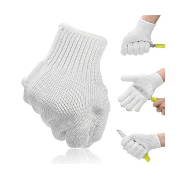 MOKKHNB Level 5 Cut Resistant Safety Gloves Comfortable Kitchen Hand Protection White