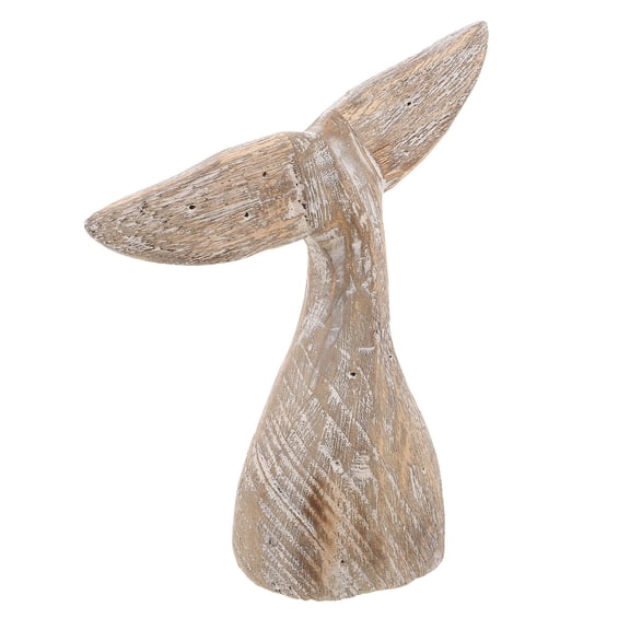 MOKKHNB Light Grey Coastal Whale Tail Statue Rustic Nautical Home Decor Accent