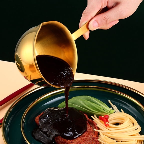 MOKKHNB Lightweight Golden Stainless Steel Small Wok with Handle Multi Functional Pour Oil Pot