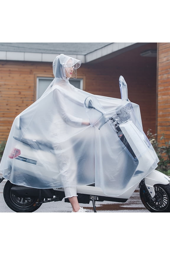 Men's White PVC Raincoat Lightweight Jacket with Compact Storage Bag for Outdoor Riding and Travel