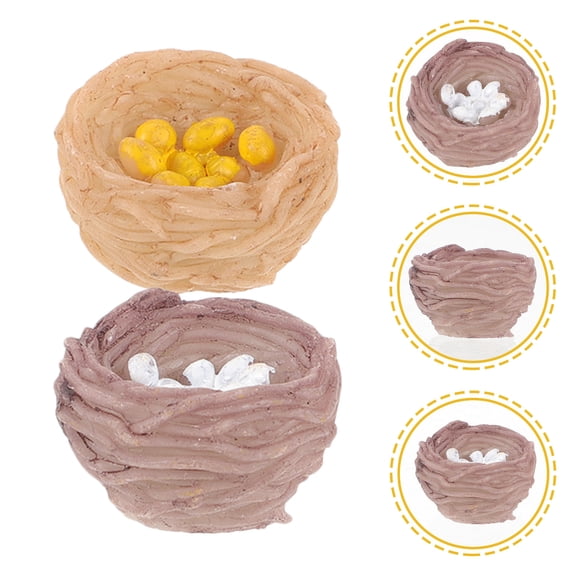 MOKKHNB Mini Fake Bird Nest Resin Craft Beige White 10Pcs 2.2X0.39In Easter Supplies Holder Hobbyists