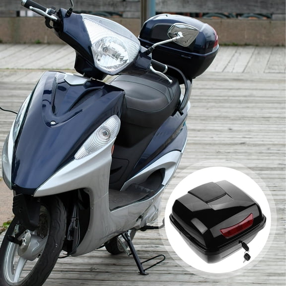 MOKKHNB Motorcycle Rear Top Box Black Universal Fit Storage Case for Scooter and Moped