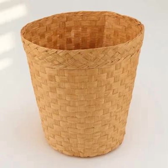 MOKKHNB Multipurpose Bamboo Trash Basket Brown Wicker Wastebasket for Bathroom and Bedroom