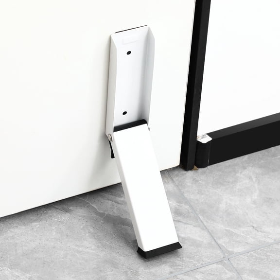 MOKKHNB White No-Drill Kick Down Door Stop with Adhesive Base and Foldable Design for Space-Saving Door Holder