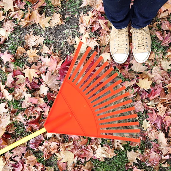 MOKKHNB Orange Nylon Garden Rake for Easy Soil Loosening, Root Digging and Gardening Tool and Lightweight