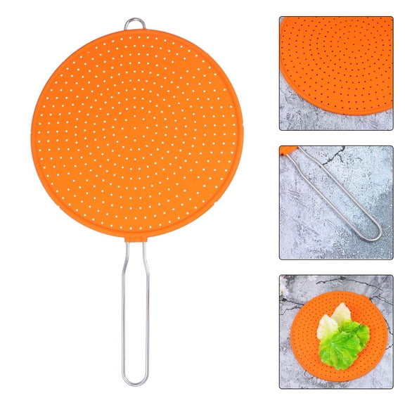 MOKKHNB Orange Silicone Oil Splatter Guard Mesh Screen for Cooking Heat Resistant Pot Safeguard