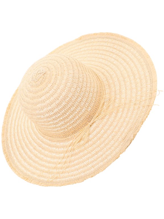 Wide Brim Sun Hat Light Yellow PP Uv Protection Fashionable Fisherman Style