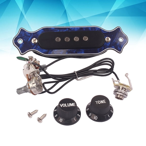 MOKKHNB Piezo Pickup Acoustic Instrument Preamp with Adjustable Pole Pieces Blue