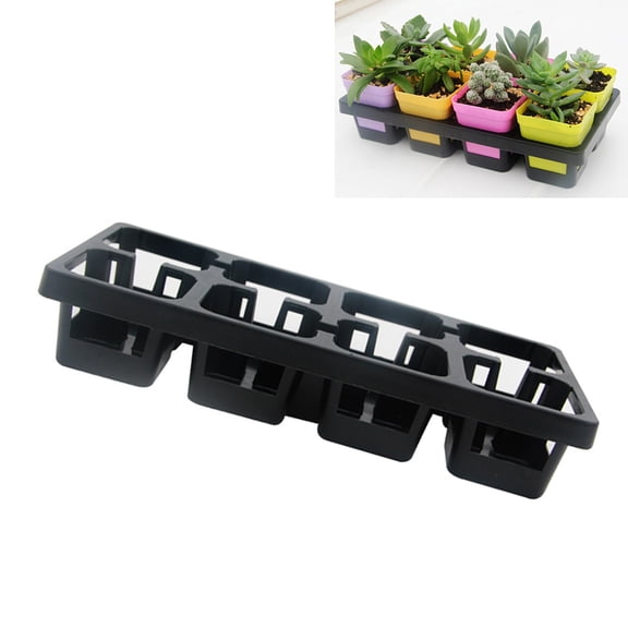 MOKKHNB Eight Cell Plastic Plant Pot for Succulent Cactus Flowerpot Black