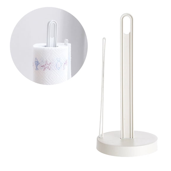 MOKKHNB Plastic Paper Towel Holder with Round Head Support Arm Beige Upright Counter Decor