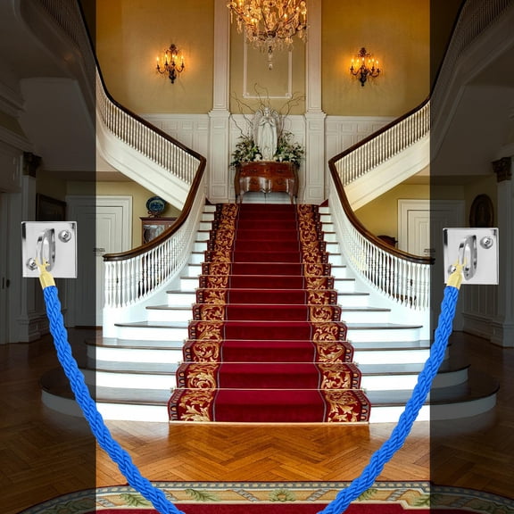 MOKKHNB Plated Silver Zinc Alloy Rope Stanchion Wall Plate for Home Use with Sleek Space Saving Style