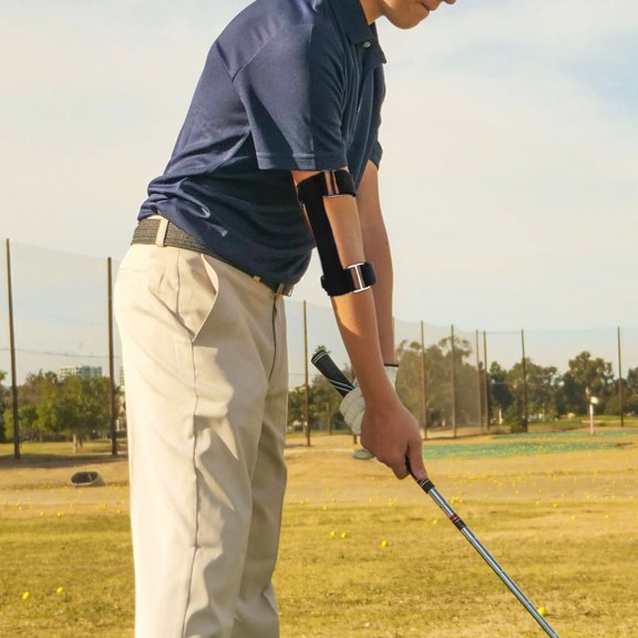 MOKKHNB Portable Black Golf Swing Trainer for Correct Arm Motion and Swing Improvement