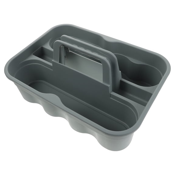 MOKKHNB Portable Grey Plastic Basket with Dividers Storage Container for Cleaning Tools and Bathroom