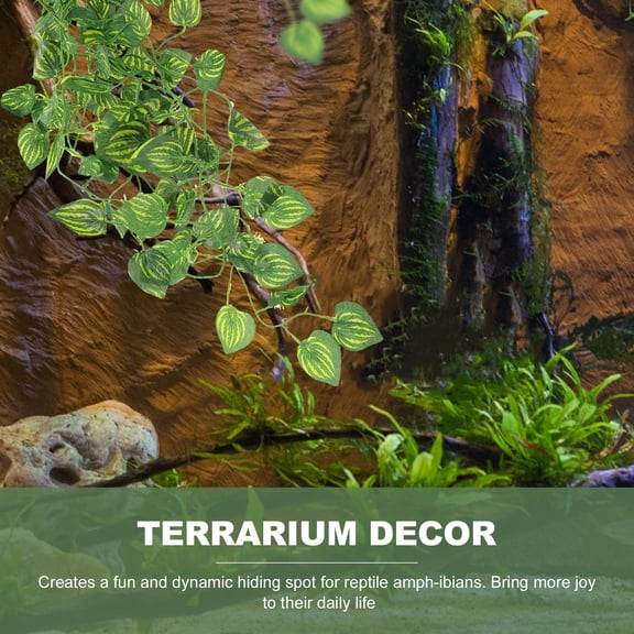 MOKKHNB Realistic Green Terrarium Vine Plant Decor for Gecko Tank and Reptile Habitat