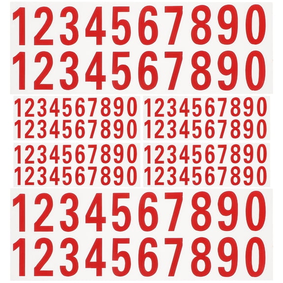 MOKKHNB Red Reflective Number Stickers Self-Adhesive PVC Decals for Mailbox, Trash Can, Door Signs and Outdoor Use