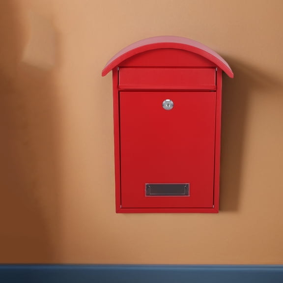 MOKKHNB Red Lockable Outdoor Wall Mount Mailbox with Weather-Resistant Iron Construction and Secure Keyed Lock for Home
