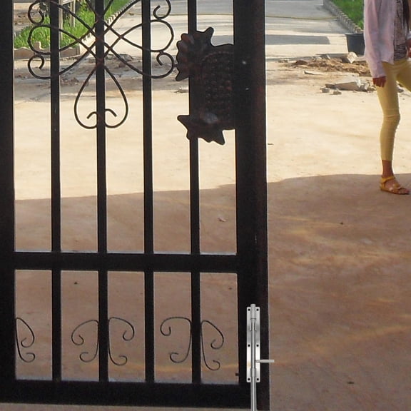 MOKKHNB Durable Stainless Steel Gate Foot Lock, Plated Silver, Easy Install Home Latch