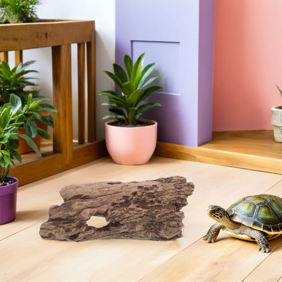 MOKKHNB Reptile Hideout with Hollow Tree Trunk Design, Ideal Shelter for Tortoises and Small Lizards Habitat