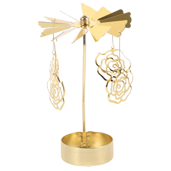 MOKKHNB Rotating Candleholder for Romantic Weddings Birthdays Decorative Iron Golden 1Pack