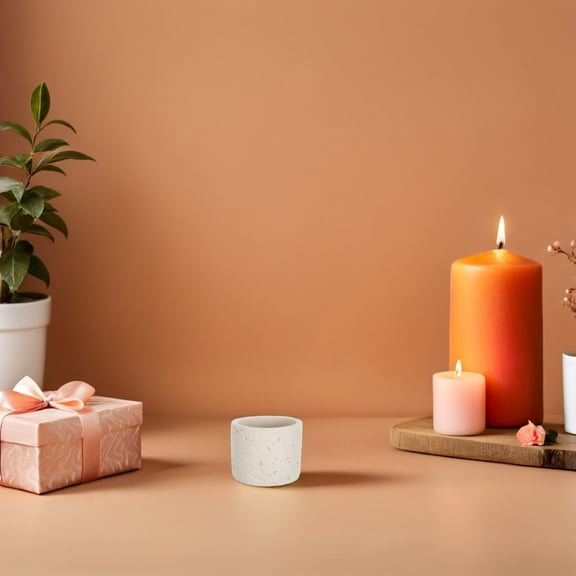 MOKKHNB Rustic Beige Concrete Match Storage Pot for Fireplace Candle Match Keeper Modern Home Accessory