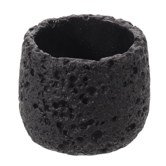 MOKKHNB Rustic Concrete Match Pot Black Storage Jar with Striker for Candle and Fireplace Use
