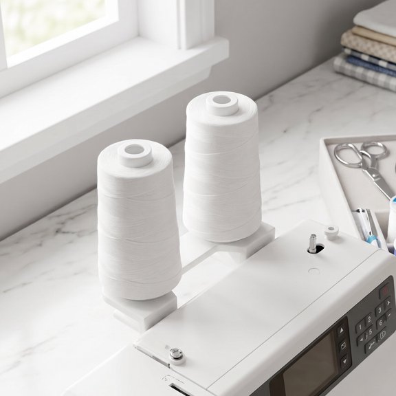 MOKKHNB Sewing Machine Spool Holder in Plated Silver with Dual Spindle for Efficient Thread Feeding