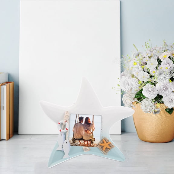 MOKKHNB Sky Wooden Fish Picture Frame 7.5x4.5 in Mediterranean Style Home Decor Multifunctional Display