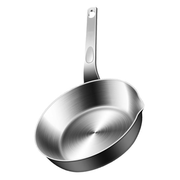 MOKKHNB Small Stainless Steel Frying Pan Flat Bottom with Pour Spout for Single Serving