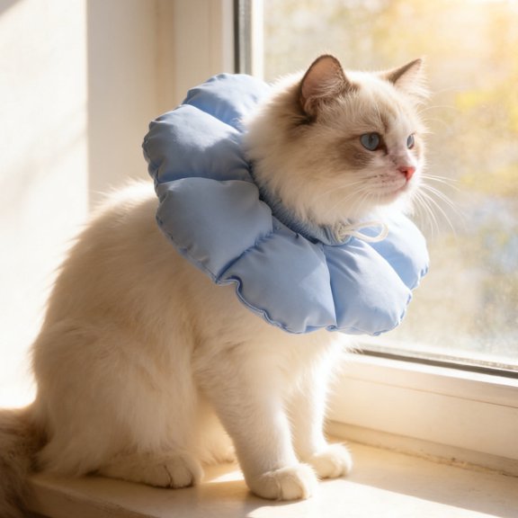 MOKKHNB Soft Inflatable Pet Cone Adjustable Sky Blue Collar for Protective Use