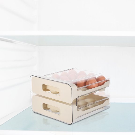 MOKKHNB Clear Plastic Egg Holder - Beige Drawer Type Refrigerator Storage