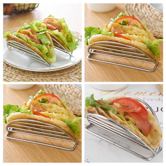 MOKKHNB Plated Silver Stainless Steel Taco Rack for Home Use Multi ...