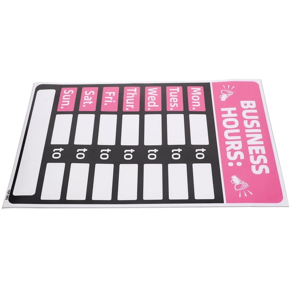 MOKKHNB Pink PVC Business Hours Sign for Decor, Simple Design, Removable Adhesive