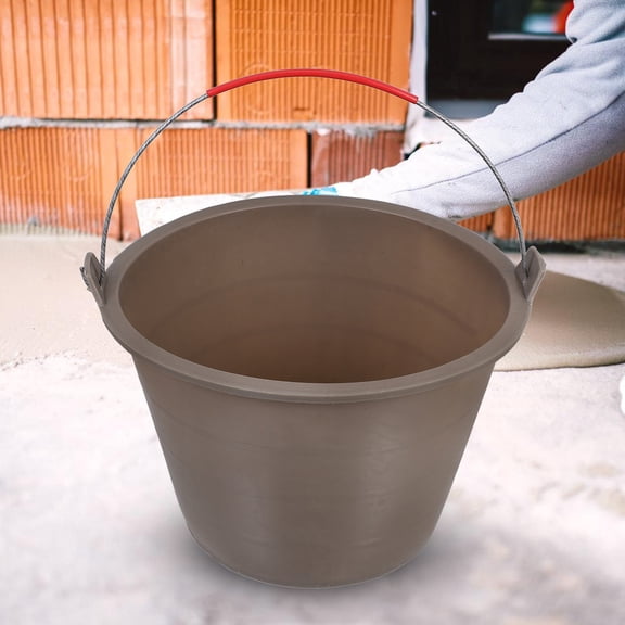 MOKKHNB Thickened Plastic Concrete Bucket with Handle Portable for Stable Storage Use Dark Brown