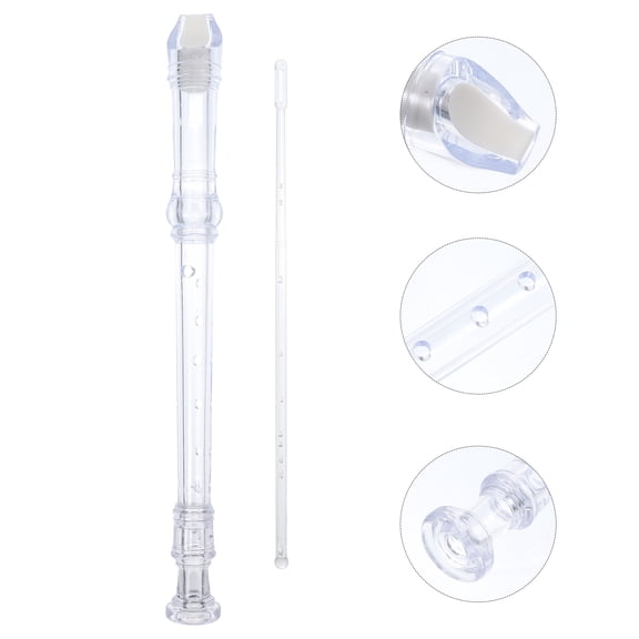 MOKKHNB Traditional Eight Hole Recorder Flute in Transparent ABS Material with German Cutting and Heavy Tone