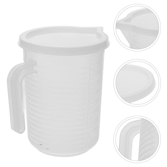 MOKKHNB Transparent Measuring Cup with Handle for Rice Cooking White Plastic Kitchen Pitcher