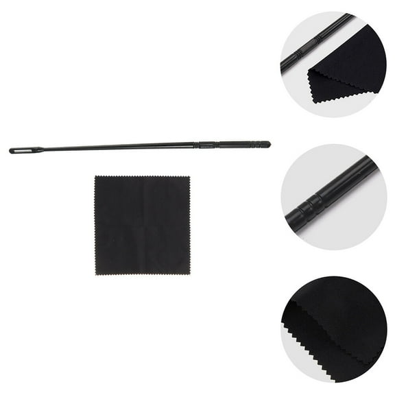 MOKKHNB Travel Cleaning Kit Flute Piccolo Cleaning Rod Cloth Black 1 Set