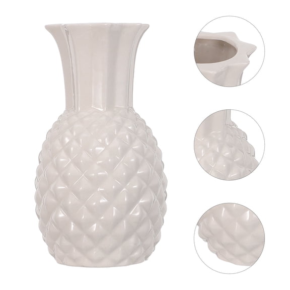 MOKKHNB Tropical Style White Ceramic Vase Pineapple Themed for Home Accent