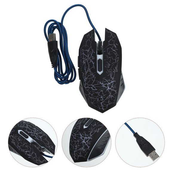 MOKKHNB USB Optical Mouse with Built in Light and Anti Skid Roller for Desktop Pc