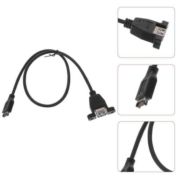 MOKKHNB USB Panel Mount Adapter, Black, 3.0 Speed, Flexible 0.5m, for Computer