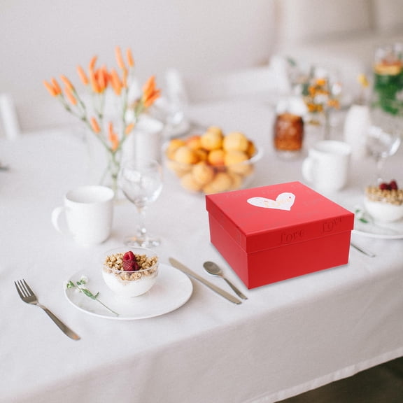 MOKKHNB Durable Red Paper Wedding Keepsake Box for Jewelry Eternal Flowers and Party Use
