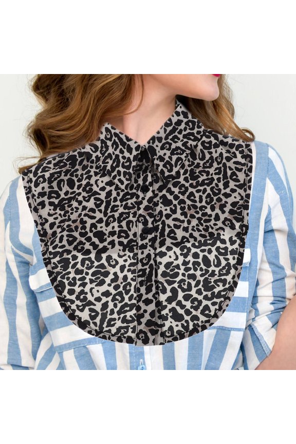Lightweight Leopard Print Detachable Shirt Collar with Soft Chiffon Fabric for Versatile Styling