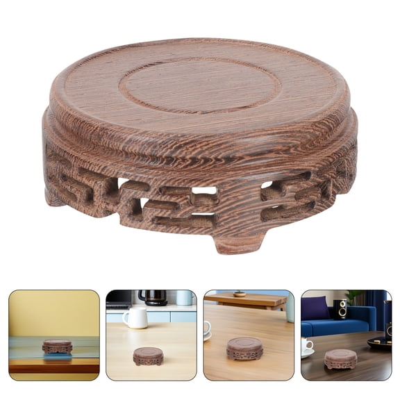 MOKKHNB Versatile Light Brown Wooden Display Stand for Teapot Vase Lamp with Non Slip Surface