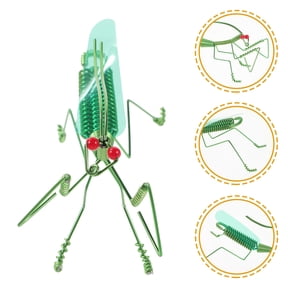 MOKKHNB Handmade Green Mantis Figurine Aluminum Wire Desktop Decor for Indoor Display